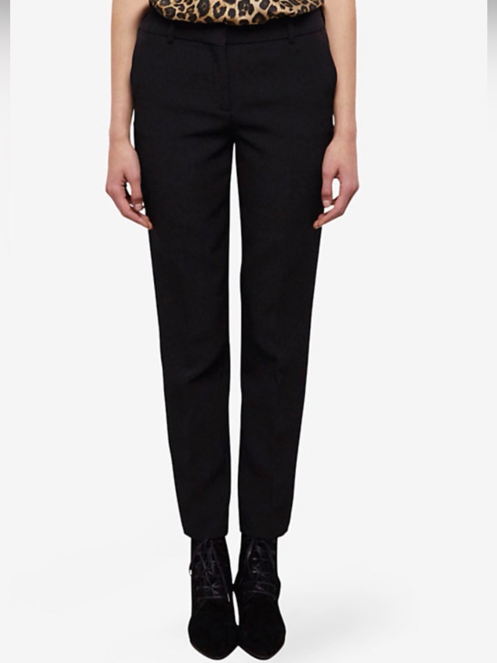 The Kooples Black Straight-Leg Tailored Trousers